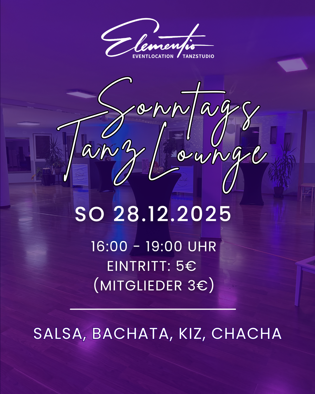 Elementio Sonntags Tanz Lounge 28.12